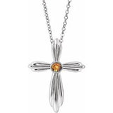 Collier croix en citrine naturelle blanche 14 carats, 40-45 cm