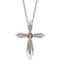 Collier croix en platine et citrine naturelle 40-45 cm
