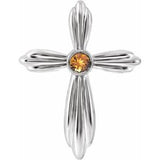 Pendentif croix en platine et citrine naturelle