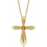 Collier croix en citrine naturelle jaune 14 carats, 40-45 cm