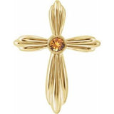 Pendentif croix en citrine naturelle jaune 14 carats