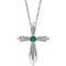 Collier croix en argent sterling et émeraude naturelle, 40-45 cm