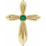 Pendentif croix en émeraude jaune 14 carats de synthèse
