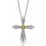 Collier croix en péridot naturel blanc 14 carats, 40-45 cm