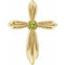 Pendentif croix en péridot naturel jaune 14 carats