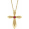 Collier croix en or jaune 14 carats et rubis naturel, 40-45 cm