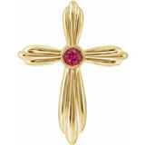 Pendentif croix en or jaune 14 carats avec rubis naturel