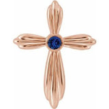 Pendentif croix en saphir rose 14 carats de laboratoire