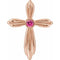Pendentif croix en tourmaline rose naturelle 14 carats