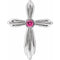 Pendentif croix en argent sterling et tourmaline rose naturelle