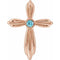 Pendentif croix en or rose 14 carats et zircon bleu naturel