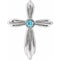 Pendentif croix en or blanc 14 carats et zircon bleu naturel