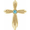 Pendentif croix en or jaune 14 carats avec zircon bleu naturel