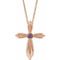 Collier croix en alexandrite naturelle rose 14 carats, 40-45 cm