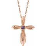 Collier croix en alexandrite rose 14 carats de laboratoire, 40-45 cm
