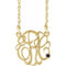Collier monogramme 3 initiales en saphir bleu imitation imitation or jaune 10K, 30 mm, 45,7 cm (18 pouces)