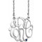 Collier en argent sterling rhodié, 20 mm, monogramme 3 initiales, imitation saphir bleu, 45,7 cm (18 pouces).