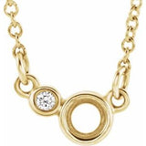 Collier semi-serti de 40 cm (16 pouces) en or jaune 14 carats, serti de diamants naturels ronds de 3 mm (0,02 carat au total)