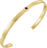 14K Yellow Gold Natural Ruby Cuff 6" Bracelet