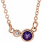 Collier 16 pouces en or 14 carats, améthyste rose naturelle et diamants naturels (0,02 carat au total)