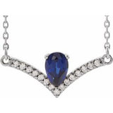 Collier en argent sterling, saphir bleu naturel et diamants naturels (0,06 carat au total), 45,7 cm (18 pouces).