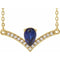 Collier de 40 cm (16 pouces) en or jaune 14 carats, saphir bleu de laboratoire et diamants naturels (0,06 carat au total).