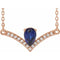 Collier de 45,7 cm (18 pouces) en or rose 14 carats, saphir bleu naturel et diamants naturels (0,06 carat au total).