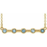 Collier avec barrette sertie clos d'aigue-marine naturelle jaune 14 carats, 40 cm (16 pouces)