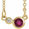 Collier de 40 cm (16 pouces) en or 14 carats avec rubis jaune naturel et diamants naturels (0,02 carat au total).
