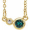 Collier semi-serti de 40 cm (16 pouces) en or 14 carats, orné d'alexandrite naturelle jaune et de diamants naturels (0,02 carat au total).