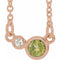 Collier 16 pouces en or 14 carats, péridot rose naturel et diamants naturels (0,02 carat au total)