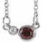Collier de 40 cm (16 pouces) en or 14 carats, serti d'un grenat blanc naturel du Mozambique et de diamants naturels (0,02 carat au total).