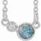 Collier de 40 cm (16 pouces) en or 14 carats avec aigue-marine blanche naturelle et diamants naturels (0,02 carat au total).