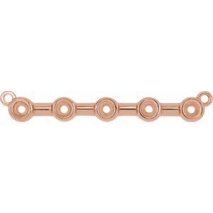 Centre de collier en or rose 14 carats, serti clos rond de 2 mm, barrette