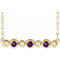 Collier en or 14 carats serti clos d'améthyste jaune naturelle et de diamants naturels (0,08 carat au total), longueur 40-45 cm (16-18 pouces).