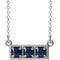 Collier en argent sterling avec trois pierres saphir bleu de laboratoire, 40-45 cm