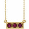 Collier trois pierres en or jaune 14 carats avec rubis naturel et barrette de 40 à 45 cm (16 à 18 pouces).