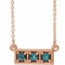Collier barrette trois pierres en alexandrite naturelle rose 14 carats, 40-45 cm