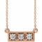 Collier trois pierres en or rose 14 carats avec diamants naturels (0,25 carat au total), serti de diamants naturels (16-18 pouces).