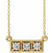 Collier barrette trois pierres en or jaune 14 carats serti de diamants naturels (0,25 carat au total), 40-45 cm (16-18 pouces).