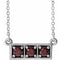 Collier barrette trois pierres en grenat naturel blanc du Mozambique 14 carats, 40-45 cm