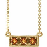 Collier trois pierres en citrine naturelle jaune 14 carats, 40-45 cm