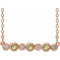 Collier en or 14 carats serti clos de péridot rose naturel et de diamants naturels (0,08 carat au total), 40-45 cm (16-18 pouces).
