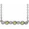 Collier en platine, péridot naturel et diamants naturels (0,08 carat au total), serti clos, 40-45 cm (16-18 pouces).