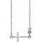 Collier croix en argent sterling et aigue-marine naturelle, 40-45 cm