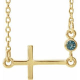 Collier croix latérale en alexandrite naturelle jaune 14 carats, 40-45 cm