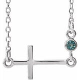 Collier croix latérale en argent sterling et alexandrite naturelle, 40-45 cm