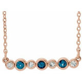 Collier en or rose 14 carats serti clos d'alexandrite naturelle et de diamants naturels (0,08 carat au total), 40-45 cm