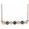 Collier en or rose 14 carats serti clos d'alexandrite de laboratoire et de diamants naturels (0,08 carat au total), 40-45 cm