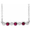 Collier en argent sterling serti clos de rubis naturels et de diamants naturels (0,08 carat au total), 40-45 cm